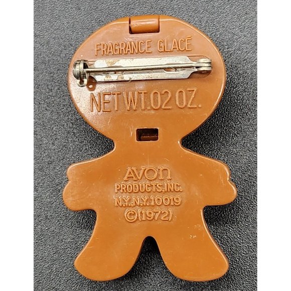 Avon Glace Pin with perfume Gingerbread Pink Frosting Christmas 2"x1.25" 1972 - Picture 4 of 4